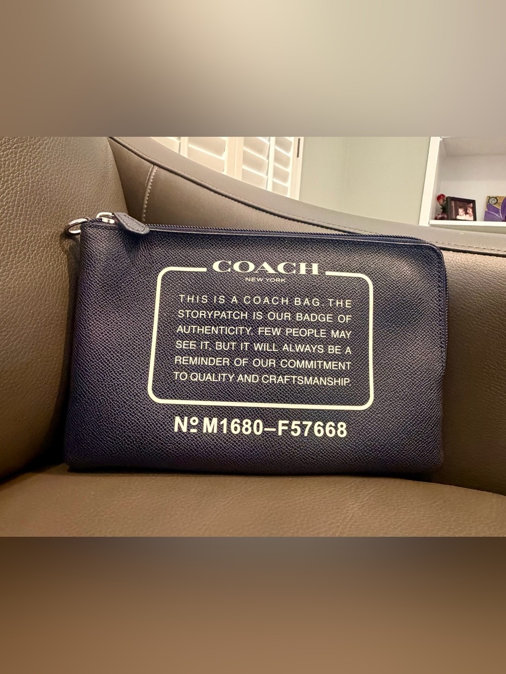 COACH Navy Leather Storybook Clutch/Pouch